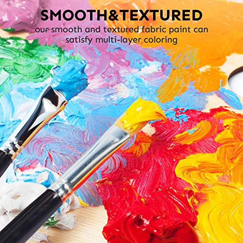 Fabric Paint Set, 40 Colors (60ml, 2oz) Textile Paints with 12 Brushes & 1 Palette, Non-Toxic for Clothes, T-Shirts,Canvas, Jeans, Bags, Shoes,All DIY Projects ,No Heating Needed