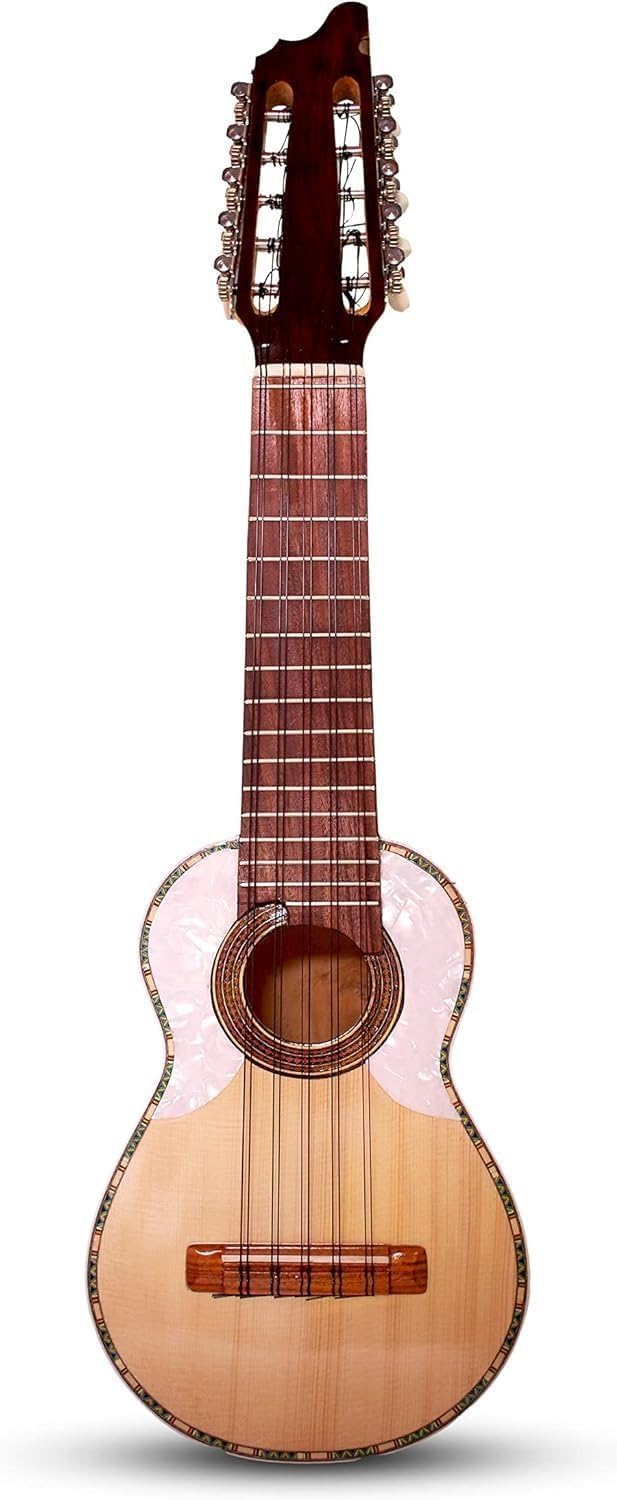 Charango, instrumento andino de 10 cordas, design esculpido à mão