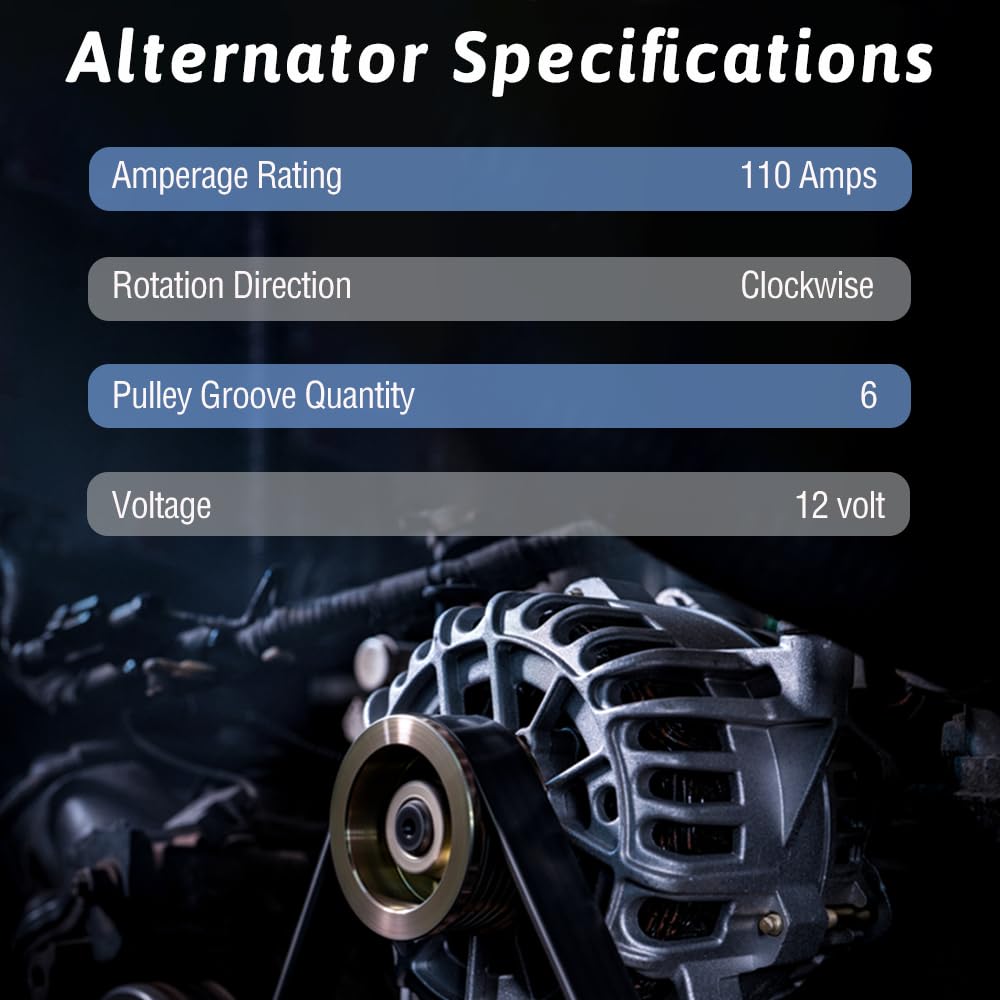 Alternator For Nissan Altima 2013-2018 Sedan L4 2.5L 110 Amp 12 Volt CW 6- Groove - View #12