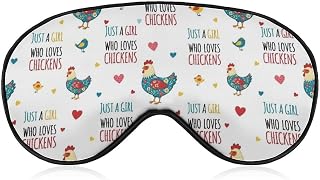 Fashion Decor Blindfold Just A Girl Who Loves Pink Chickens, Eye Mask Shade Cover with Soft Adjustable Head Strap for Woman Men Couple Sleeping Night Light Blockout