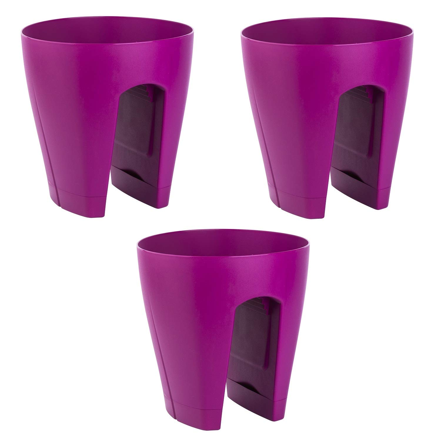 3x Blumentopf für Geländer Blumenkasten Geländerkasten Balkonkiste in lila