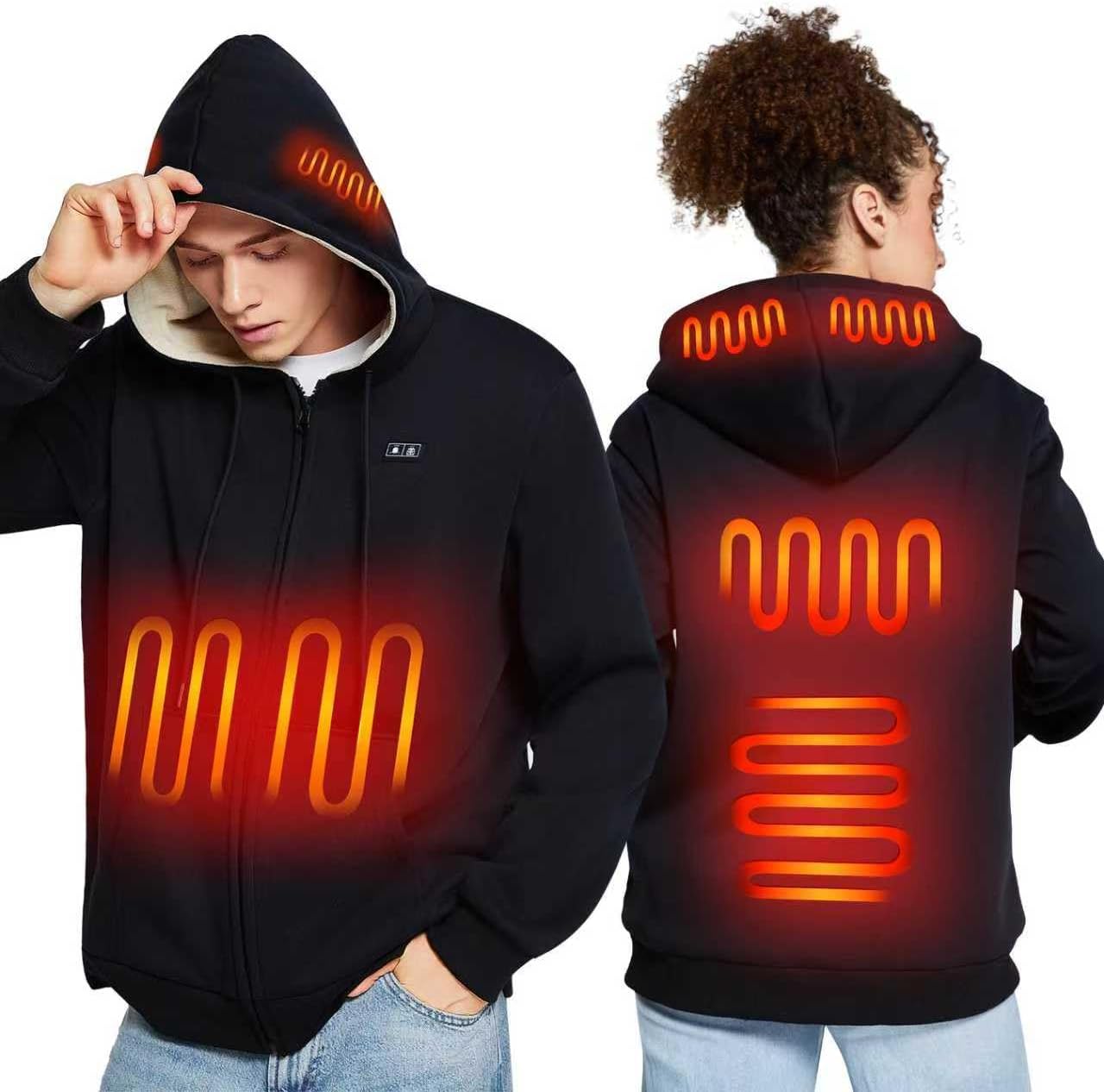 (-70%) seenlast Beheizbarer Hoodie, Beheizbare Jacke Beheizbare Hoodie Heizpullover Herren Damen mit 10000 mAh Akku, Wärme Jacke mit heizung, 3 Temperaturstufen 6 Heizzonen, Beheizbare Kleidung