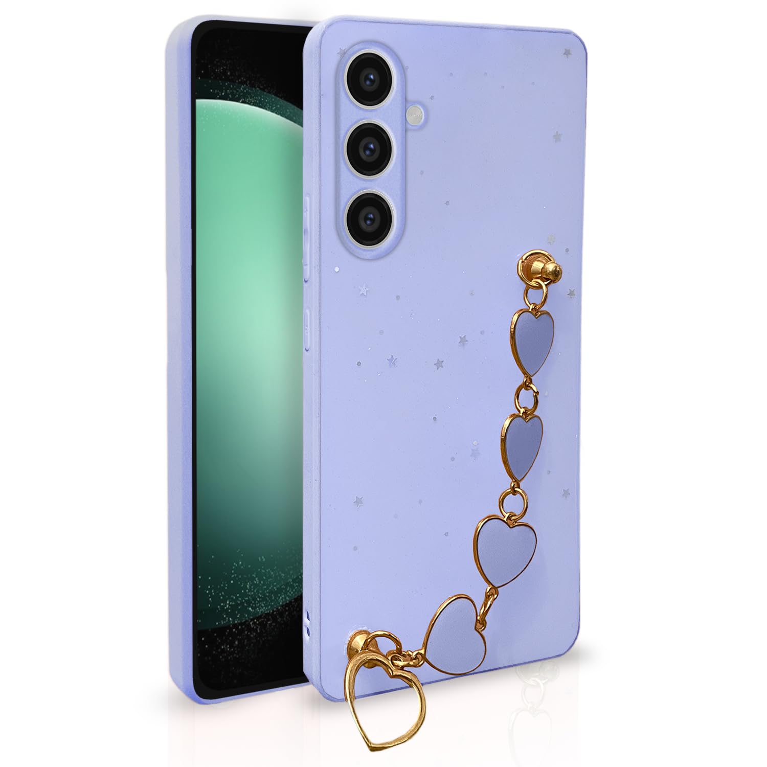 Pikkme Samsung Galaxy S23 FE 5G Back Cover for Girls | Heart Shaped Metal Chain Blocks | Sparkling Soft TPU | Case for Samsung Galaxy S23 FE 5G (Purple) (B0CVRWVB6T) Amazon Price History, Amazon Price Tracker