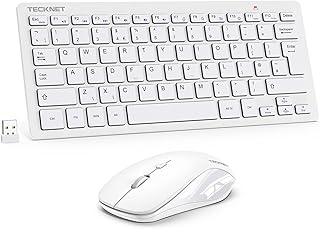 TECKNET Mini Wireless Keyboard and Mouse Set, 2.4G Cordless USB Keyboard and Silent Mouse Comb with Nano USB Receiver, 12 Multimedia Shortcuts for Computer, PC, Laptop, Desktop, Android Smart TV