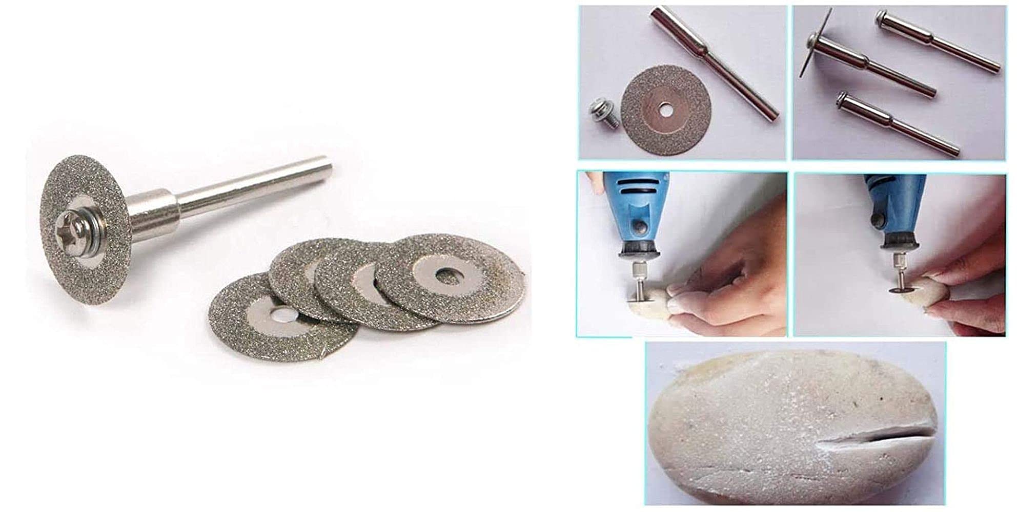 Diy Crafts 12950 India 152 22 Mm Diamond Discs Emery Diamond Cutting Blades Drill Bit & Mandrel for Dremel, Multicolor, 5 Piece 2