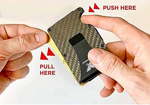 Miniatura 4 de Cartera minimalista delgada de fibra de carbono  Cartera de bolsillo frontal con bloqueo RFID clip de dinero de fibra de carbono soporte para