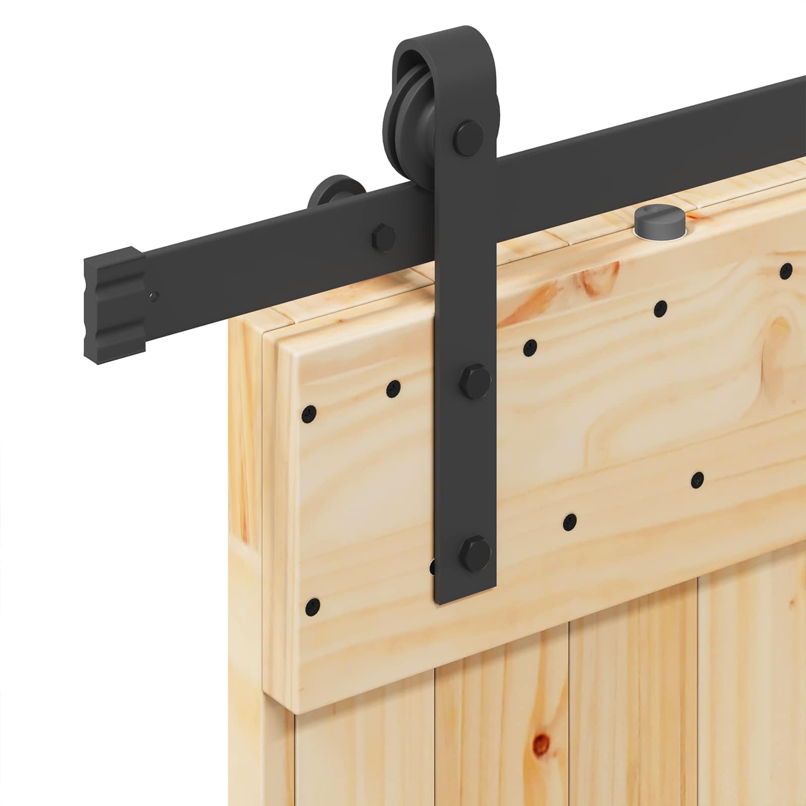 vidaXL Puerta Corredera Narvik Natural y Negro 95 x 210 cm (213,5 cm), Sistema de Almacenamiento eficiente, Hardware Moderno, Puerta de Pino, solución compacta, Deslizante Chic