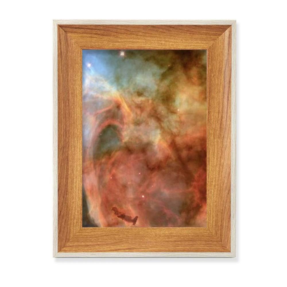 Cadre photo bois de bureau art peinture nuages bruns
