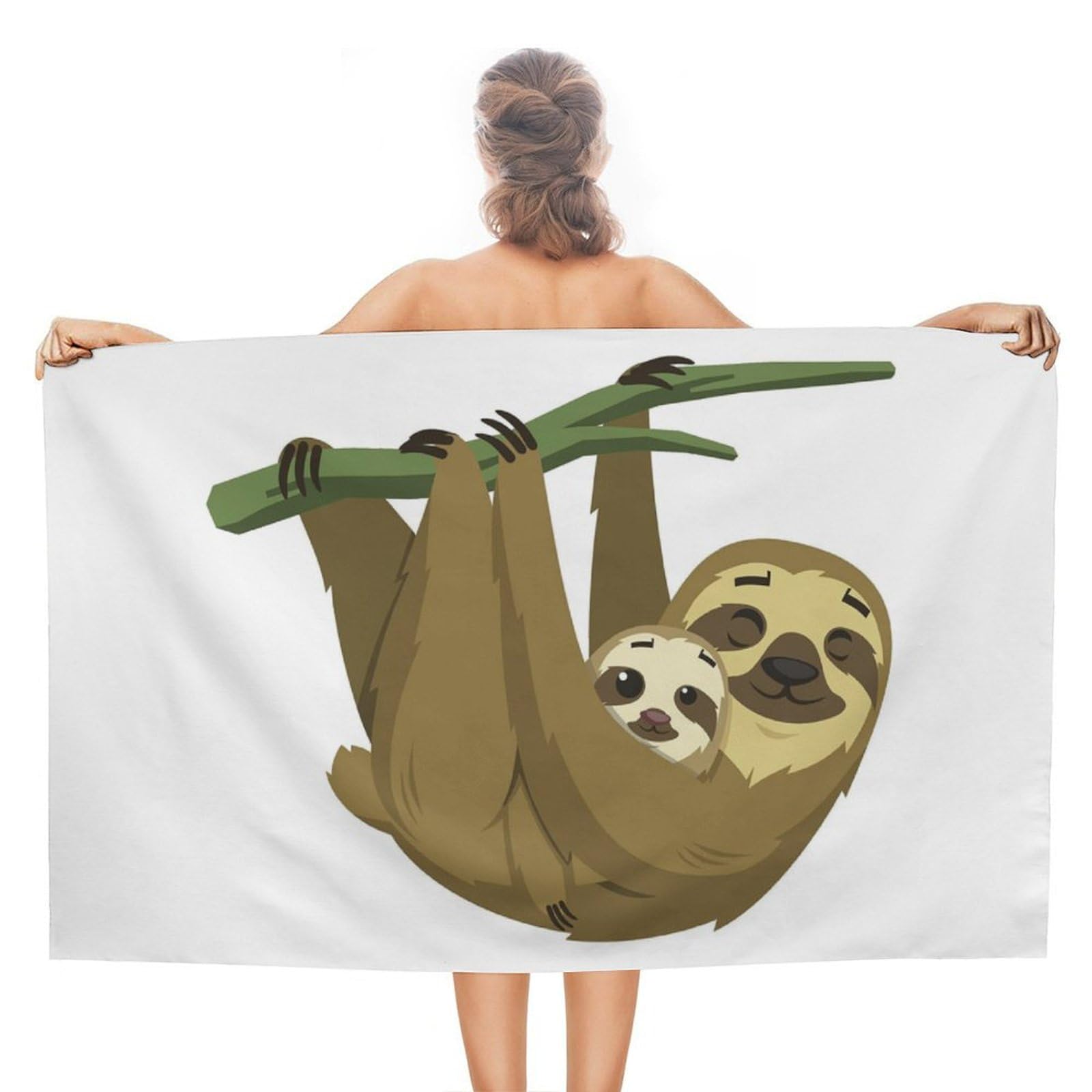 LEDFCVSU Beach Towel, Cute Rainforest Sloth Bath Towel, Absorbent Towel for Swimming, Sports, Travel