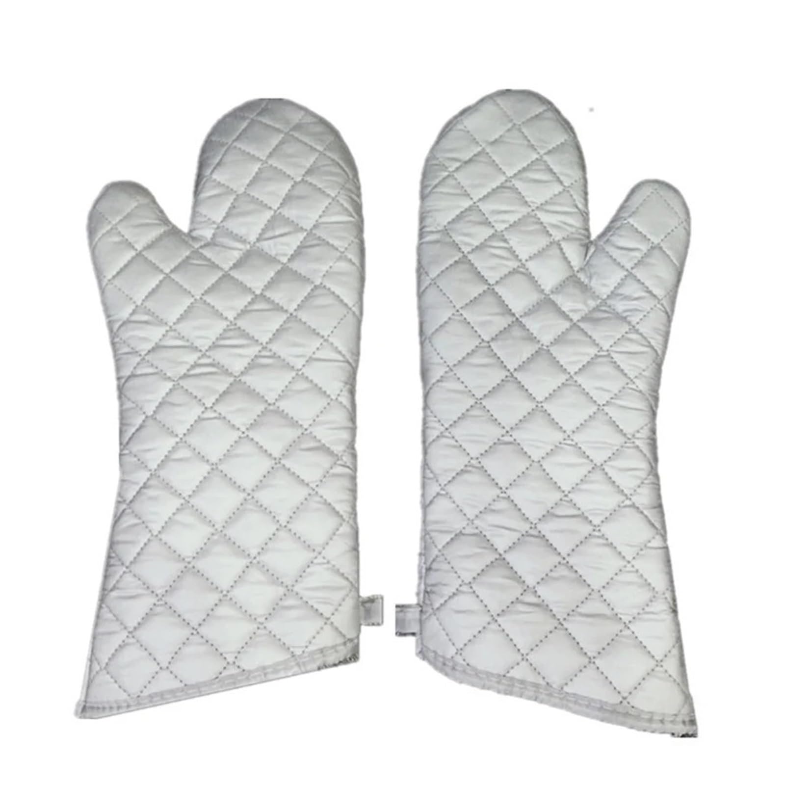 MRKU Guantes para Hornear y cocinar, 1 par, Resistentes al Calor, Largos, antiescaldaduras, de Tela Plateada.