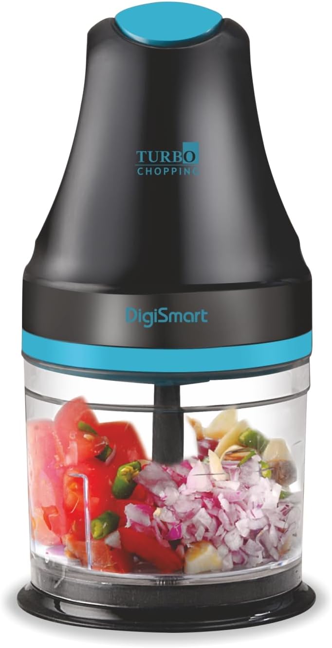 DigiSmart 400 Watts Chopper for Chop, Mincing, Puree, Whisk, Grind, 100% Copper Motor Electric Chopper, One Touch Operation, Stainless Steel Blade, Anti Skid, 1 Year Warranty (Blue & Black)