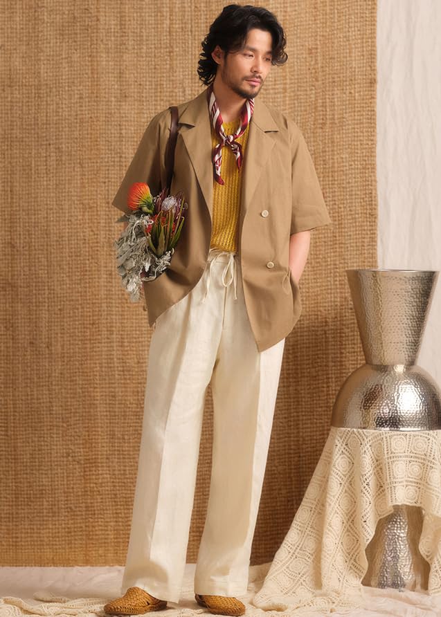 Men's Linen Pants Elastic Waist Drawstring Pants Casual Lightweight Linen Trousers Beach Summer Pant4