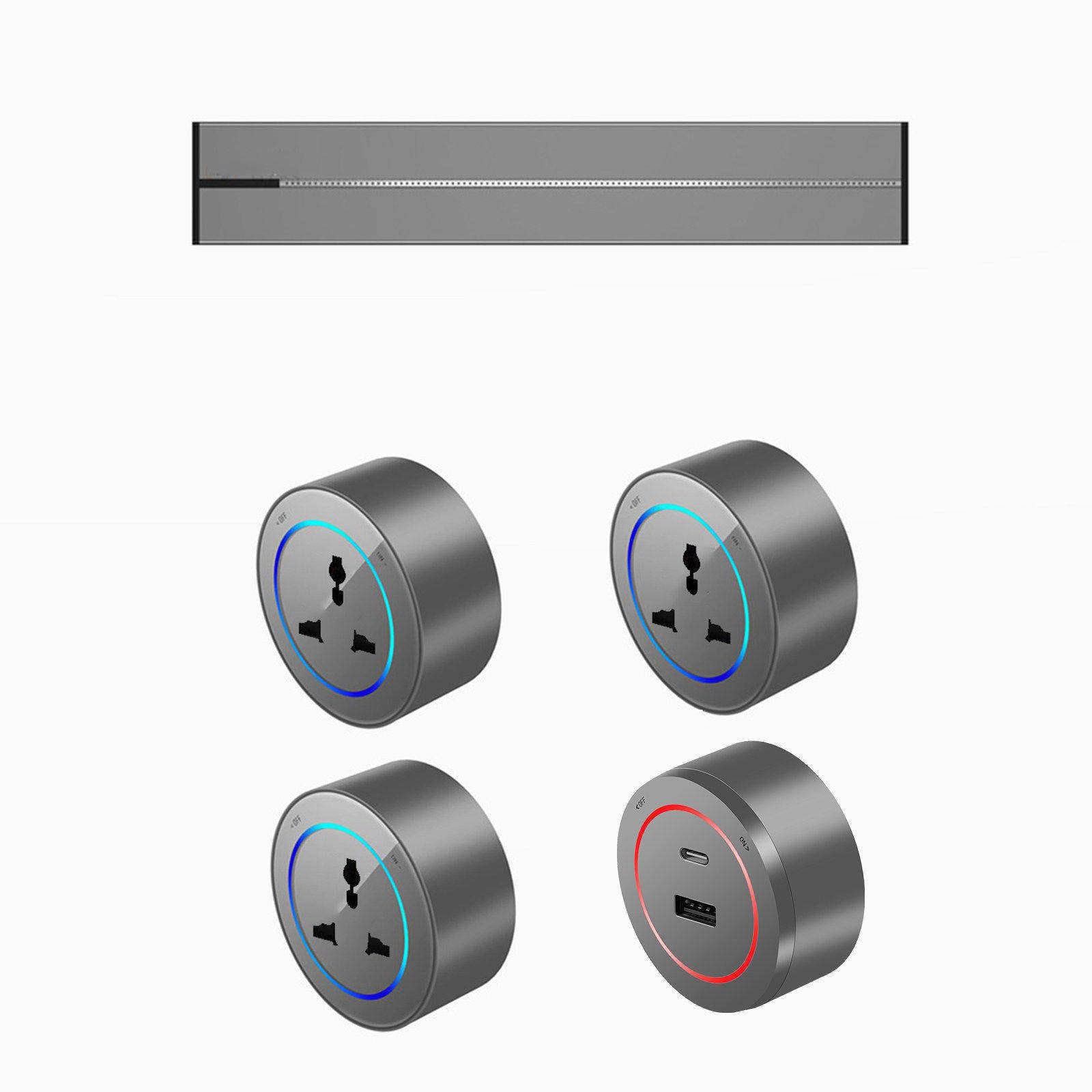 Power Strips Safe &amp; Powerful, Detachable Sockets for Convenience, Flexible Rotation &amp; LED Indication, Easy Installation Without Grooving(Gray,60cm)