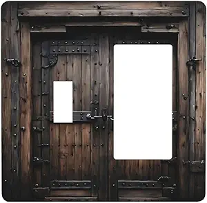 Decorative Outlet Covers Retro Brown Wood Barn Door Vintage Farmhouse 2 Gang 1 Gang Wall Plate Cover Single Toggle Rocker Combo Light Switch Cover Plate Face Plate