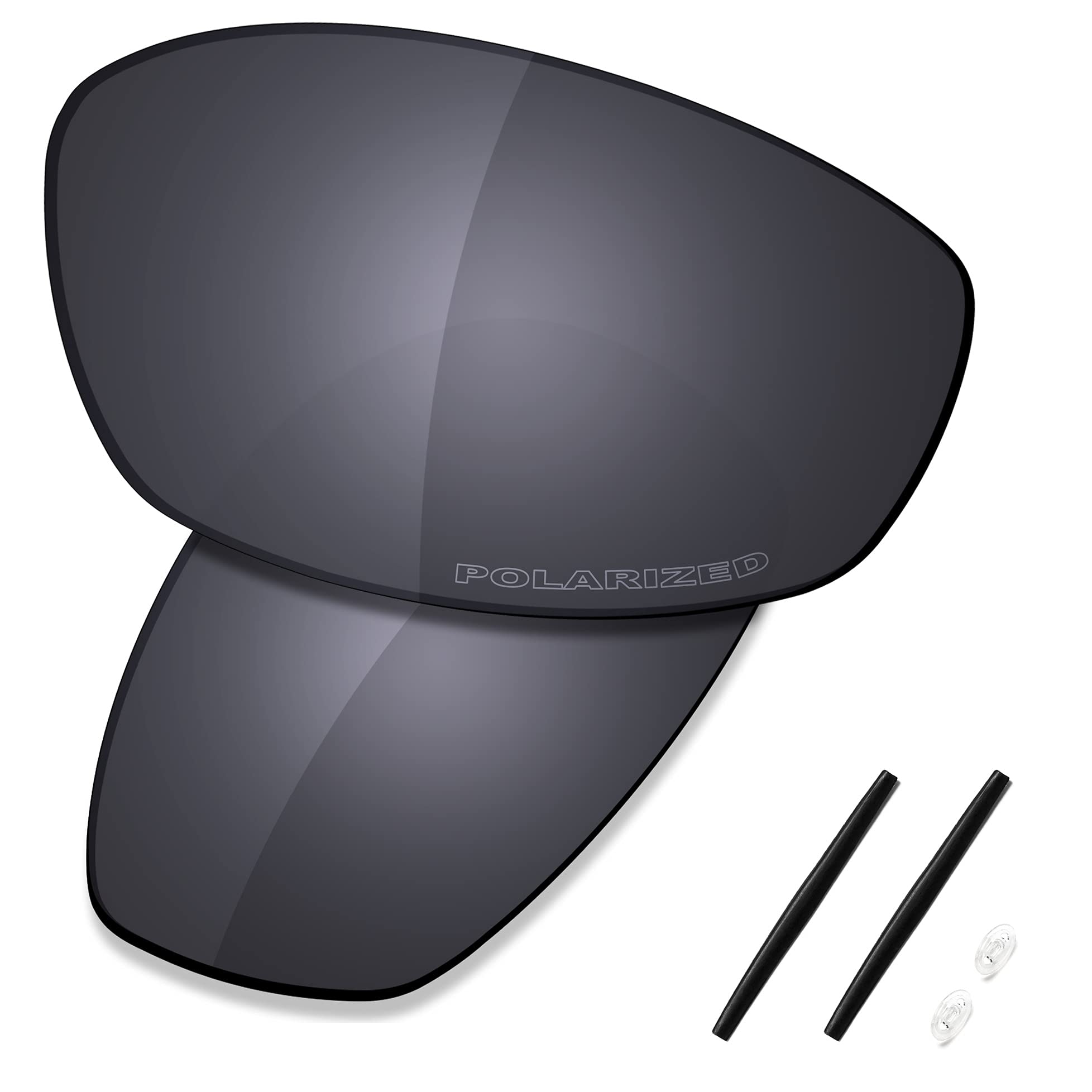 Saucer Premium Replacement Lenses & Rubber Kits for Oakley Whisker Sunglasses High Definition - Shield Black Polarized