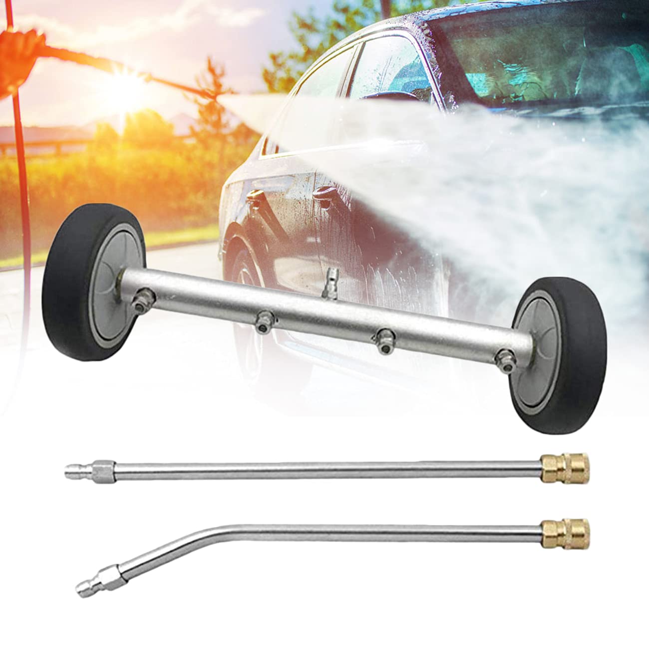 Automobile Pressure Washer, Undercarriage Cleaner for Pressure Washer, with 45 ° Angled Rod, for Roadways, Terraces, Sidewalks
