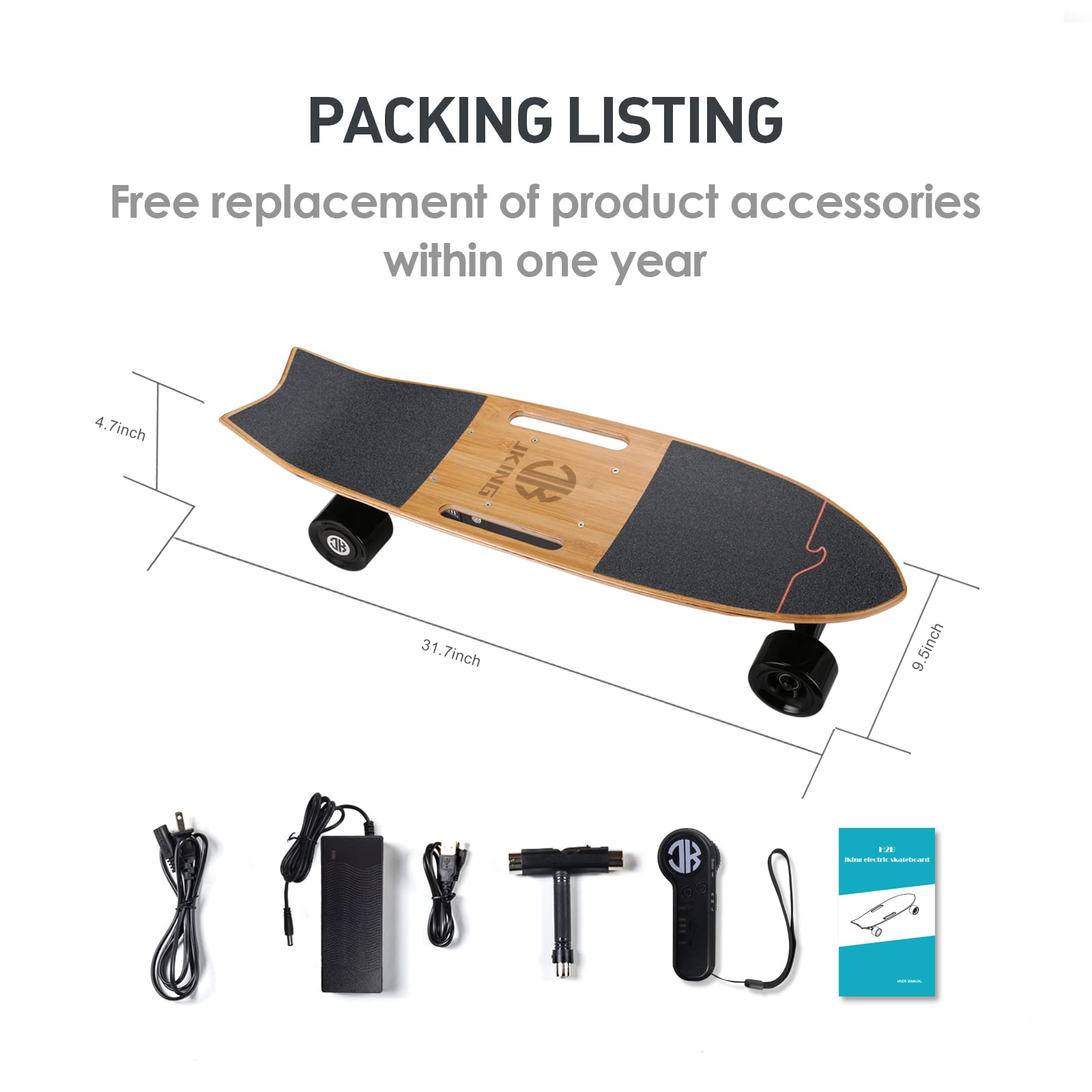 Jking Electric Skateboard Electric Longboard with Remote Control Electric Skateboard,700W Hub