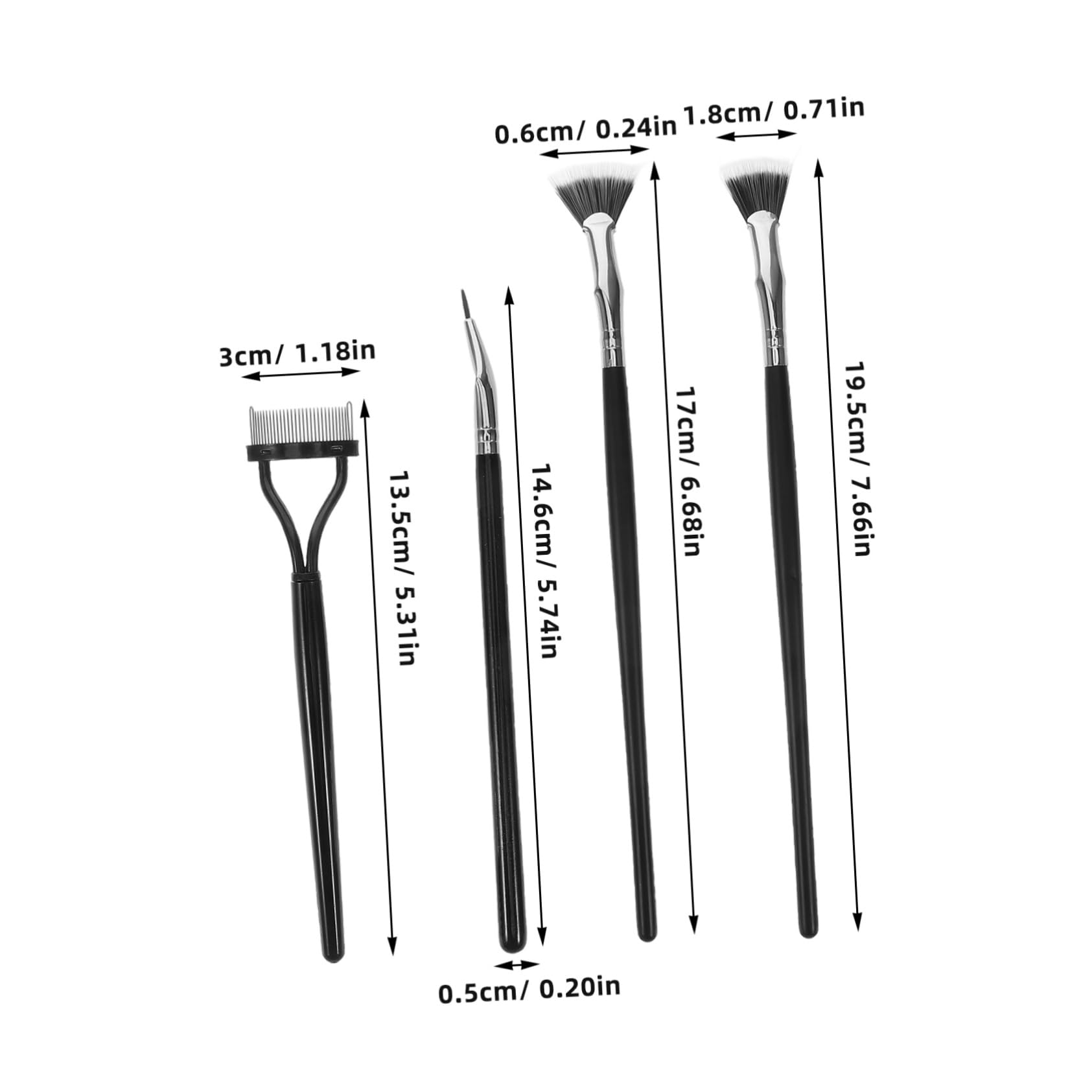 Beatifufu 5pc Folding Fan Mascara Brush Set Precision Scallop Lash Fan Angled Brush for Lower Lashes Soft Bristles for Lash Extension Eyelash Separ