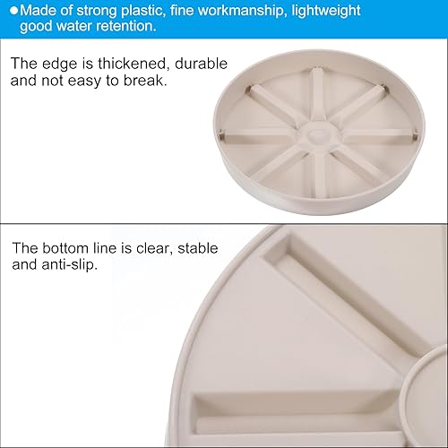 Miniatura 5 de PATIKIL Platillos para macetas de 6 pulgadas, paquete de 6 macetas redondas de plástico, bandeja de goteo de flores más gruesa para interiores y
