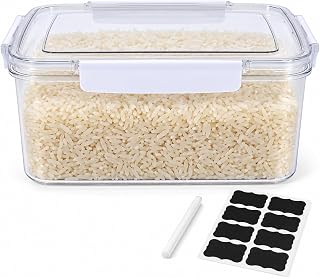 6.3 Qt Rice Storage Container with Airtight Lid, Clear Food Storage Bin for Rice, Cereal, Grain, Flour and Sugar, Kitchen Pantry Organizer