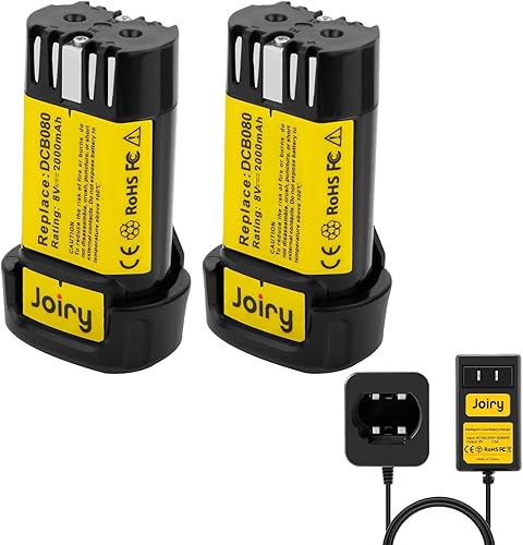 Miniatura 8 de Joiry Paquete de 2 baterías de 8 V para DEWALT 2000mAh Li-ion de repuesto DCB080 DW4390 DCF680N1 DCF680N2 DCF680G2 (2 paquetes)