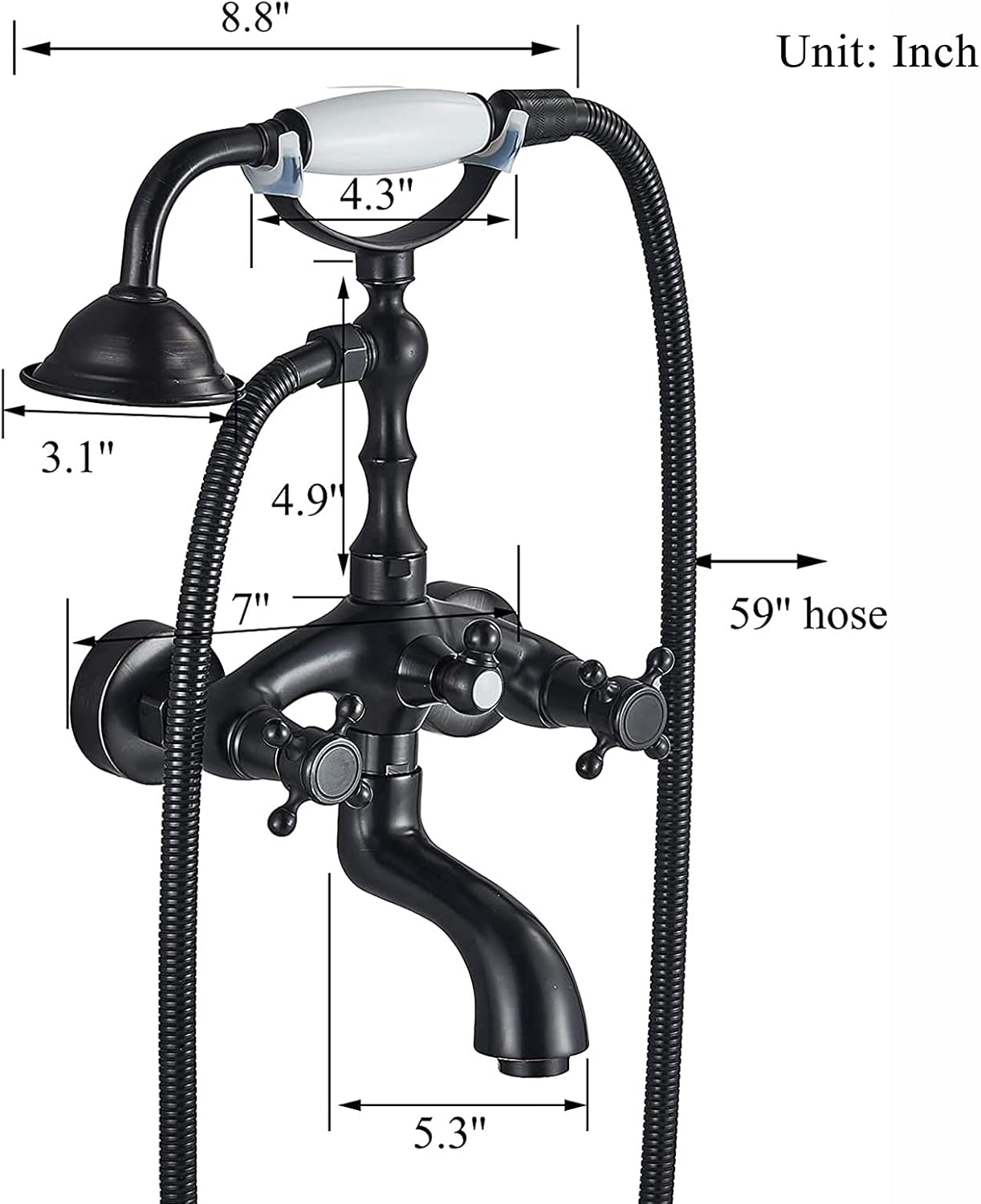 Rеvіеw Dіѕсоunt Votamuta Wall Mount Bathtub Faucet Swivel Tub Spout Oil Rubbed Bronze Double Handles Mixer Tap with Handheld Shower Sprayer Shower Set Grеаtеѕt Prоduсt Votamuta Wall Mount Bathtub Faucet Swivel Tub Spout Oil Rubbed Bronze Double Handles Mixer Tap with Handheld Shower Sprayer Shower Set