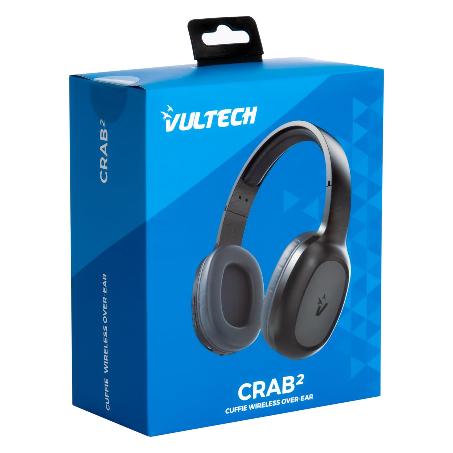 VulTech Crab2 HBT-11BK Rev. 2.1 Over Ear Wireless Bluetooth 5.3 Aux Casque avec Microphone, contrôle de Piste, Gestion des appels, Charge Type-C 12 Heures, couplage Automatique Android/iOS