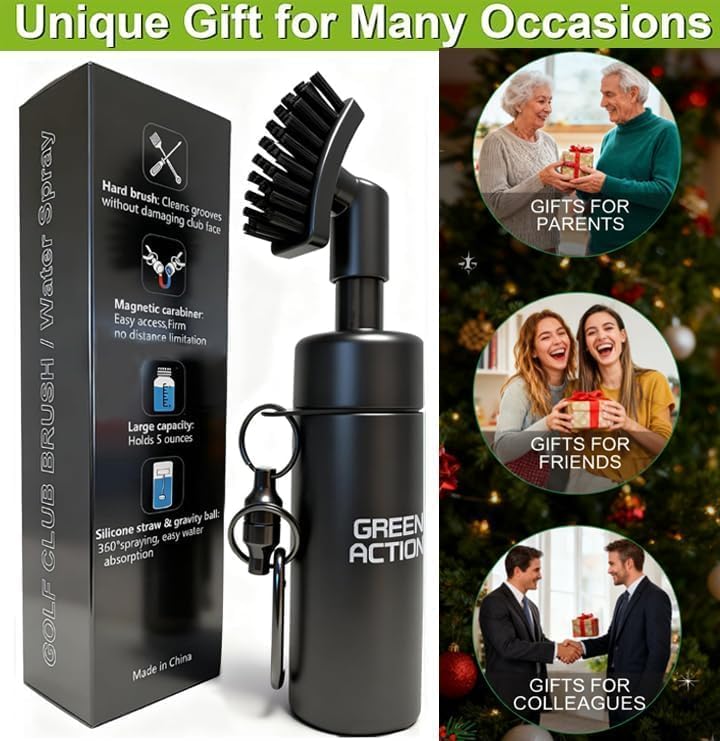 Golf Club Brush with Magnetic Clip & Water Sprayer - 5oz Capacity, Stiff Bristles for Deep Cleaning, Silicone Hose & Gravity Ball for Easy Use on Course - Image 7