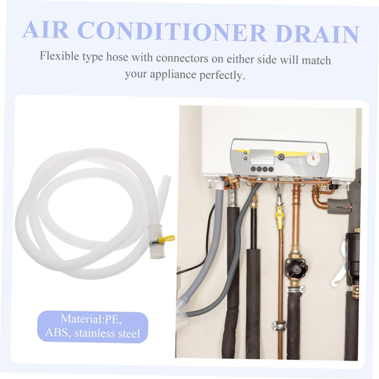 3sets Connettore Per Tubo Di Scarico Per Condizionatori Aria Gomito Flessibile Per Tubo Di Drenaggio Con Di Fissaggio Adatto Per Tubazioni Di Facile Da Installare e Resistente