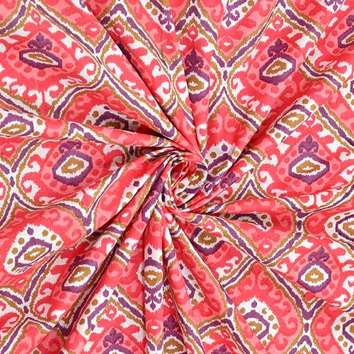 Image of India 100% Pure Cotton Jaipuri Printed Double Bedsheet with 2 Pillow Covers | Traditional Sanganeri Floral Design | Soft Breathable Fabric | King Size Bedsheet for Bedroom (Kaya47)