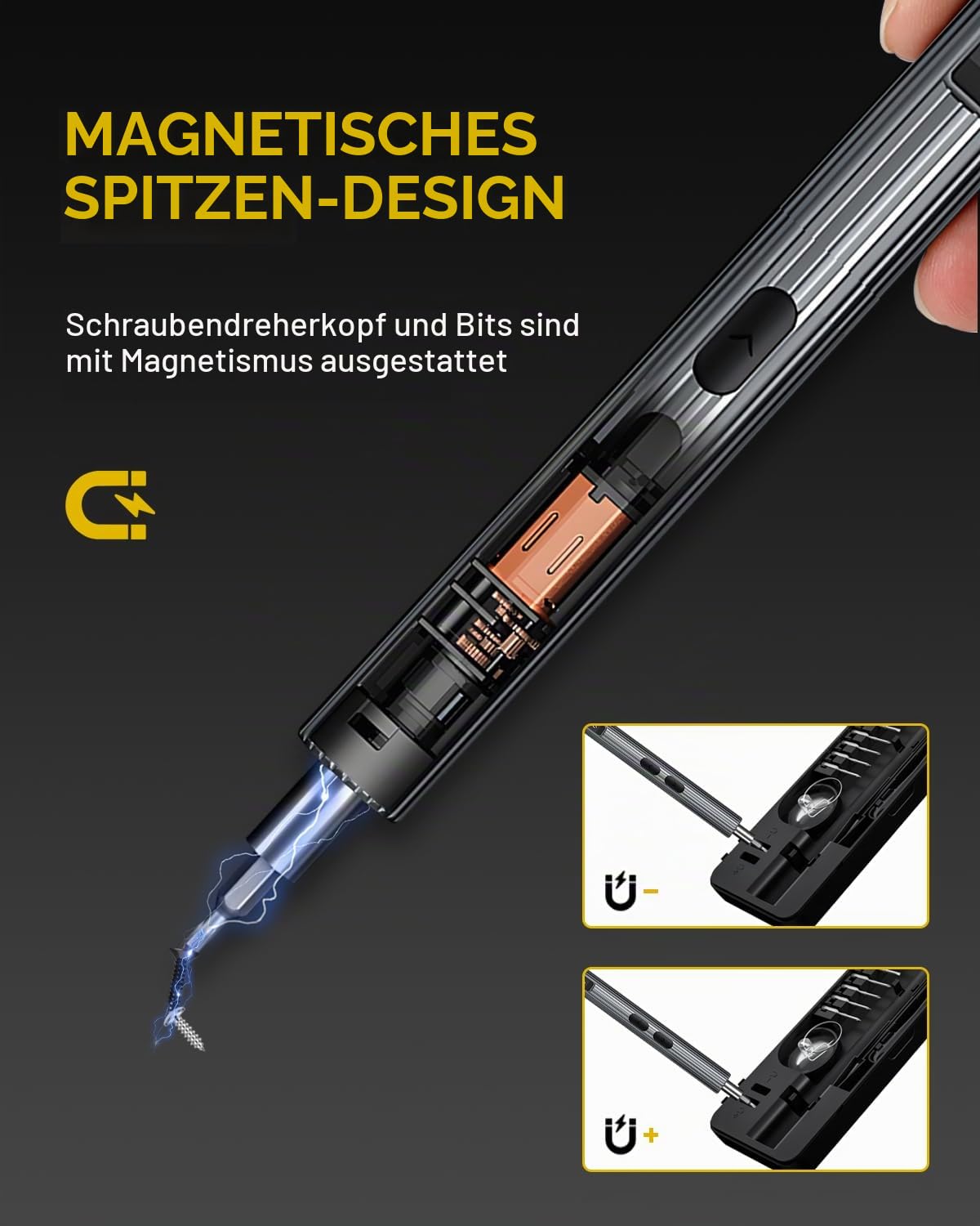Mini Elektrisch Schraubendreher Set, 58 In 1 Feinmechaniker Werkzeug Set 200rpm mit 50 S2 Magnetischer Spitze/Motorschutz/3 Gänge Akku Schraubendreher, für Phone/Laptops/Watch/Camera