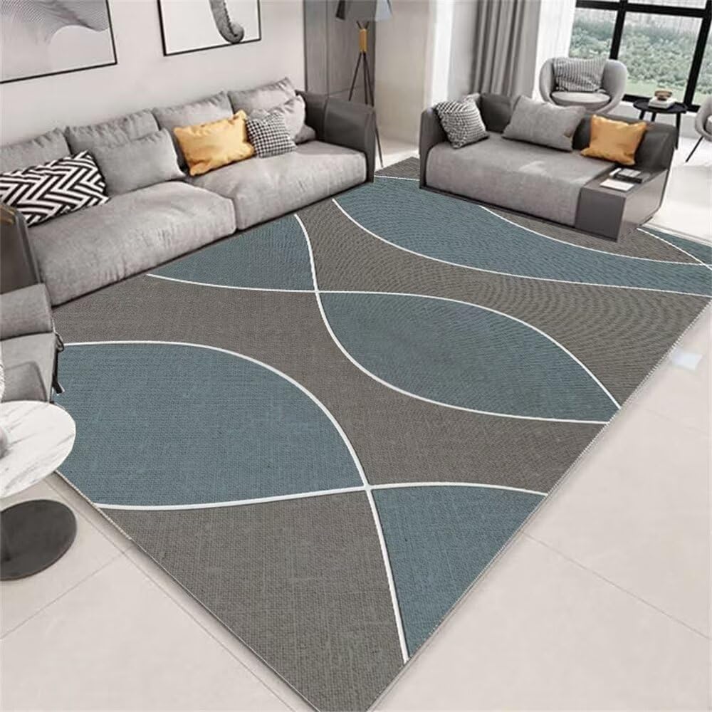 Tapis d'extérieur géométrique gris-bleu résistant et facile à nettoyer 100x200