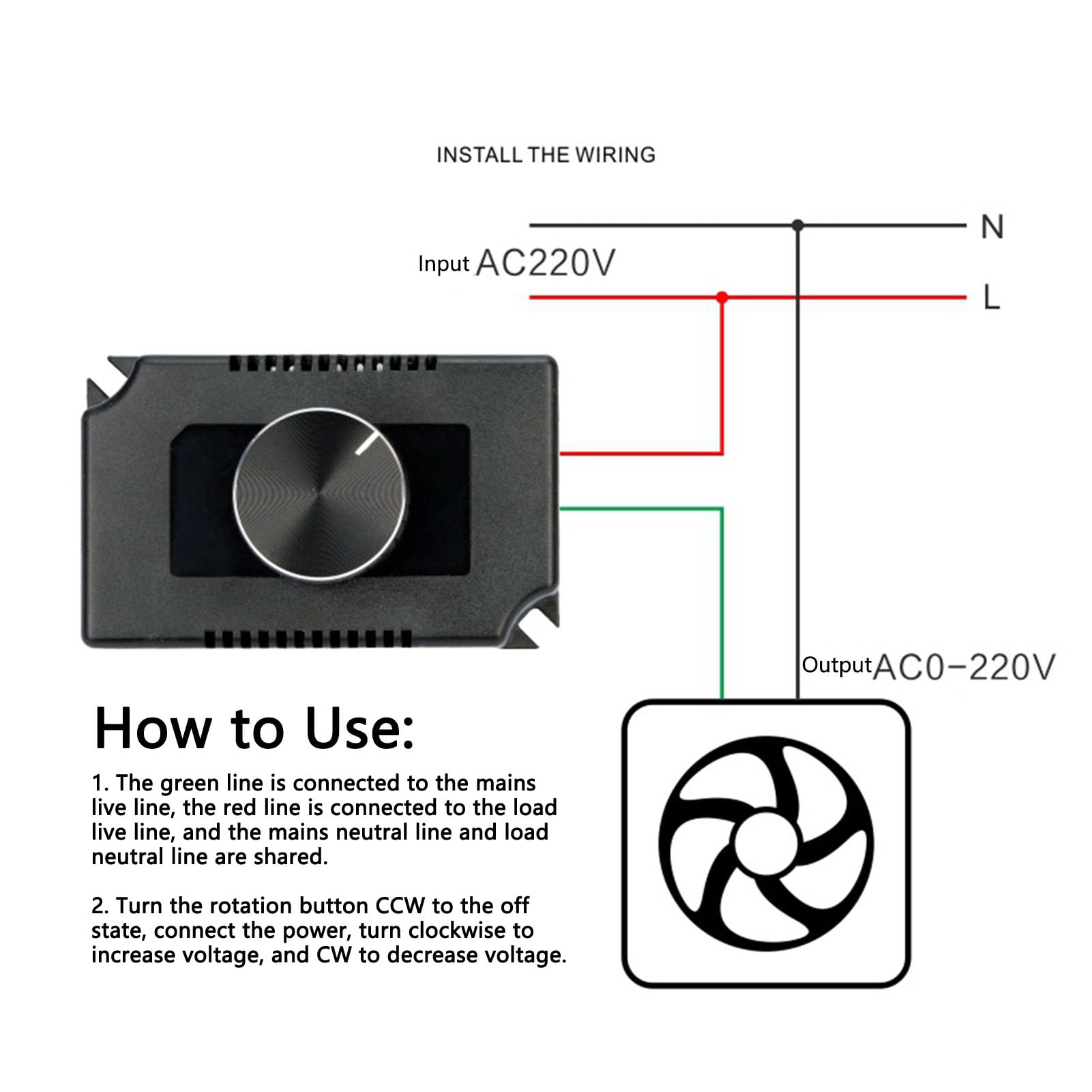 Fyearfly Variateur 0-3000 W, Contrôleur de Vitesse de Ventilateur électrique de Moteur AC220 V Régulateur de Vitesse Variable, pour Ventilateurs D'extraction, Réglage de Température et