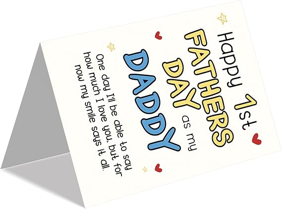 IDU First Fathers Day Card, First Fathers Day Card Gifts for New Dad, Happy 1st Father's Day Cards Gift for New Dad Daddy Husband, Funny 1st Father's Day Cards Decorations from Baby Daughter Son