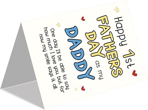 IDU First Fathers Day Card, First Fathers Day Card Gifts for New Dad, Happy 1st Father's Day Cards Gift for New Dad Daddy Husband, Funny 1st Father's Day Cards Decorations from Baby Daughter Son