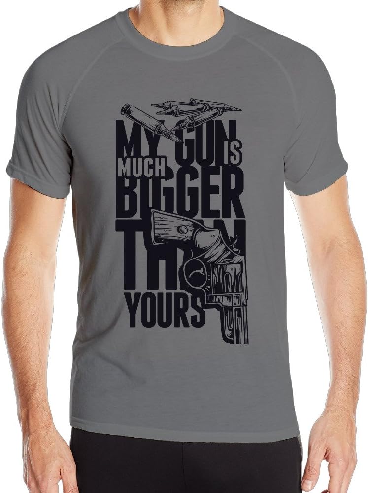 Men's My Gun Is Much Bigger Than Yours Classic Wordmark Short Sleeve Sport Tshirt