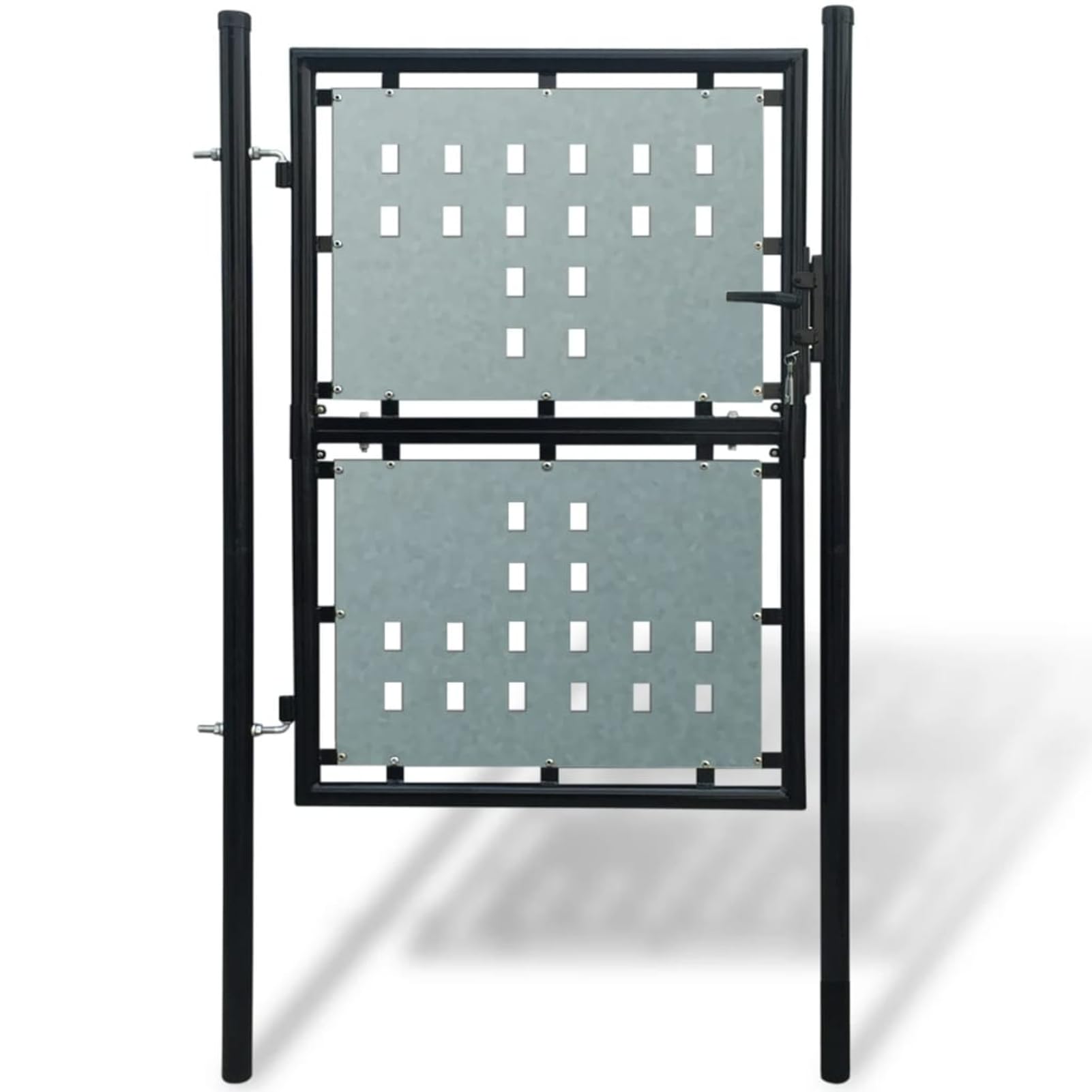 Rantry Mobile Cancello per Recinzione Singolo Nero 100 x 200 cm, Cancello per Giardino, Cancello per Recinzione da Esterno, Porta Staccionata Pedonale Barriera per Cortilev