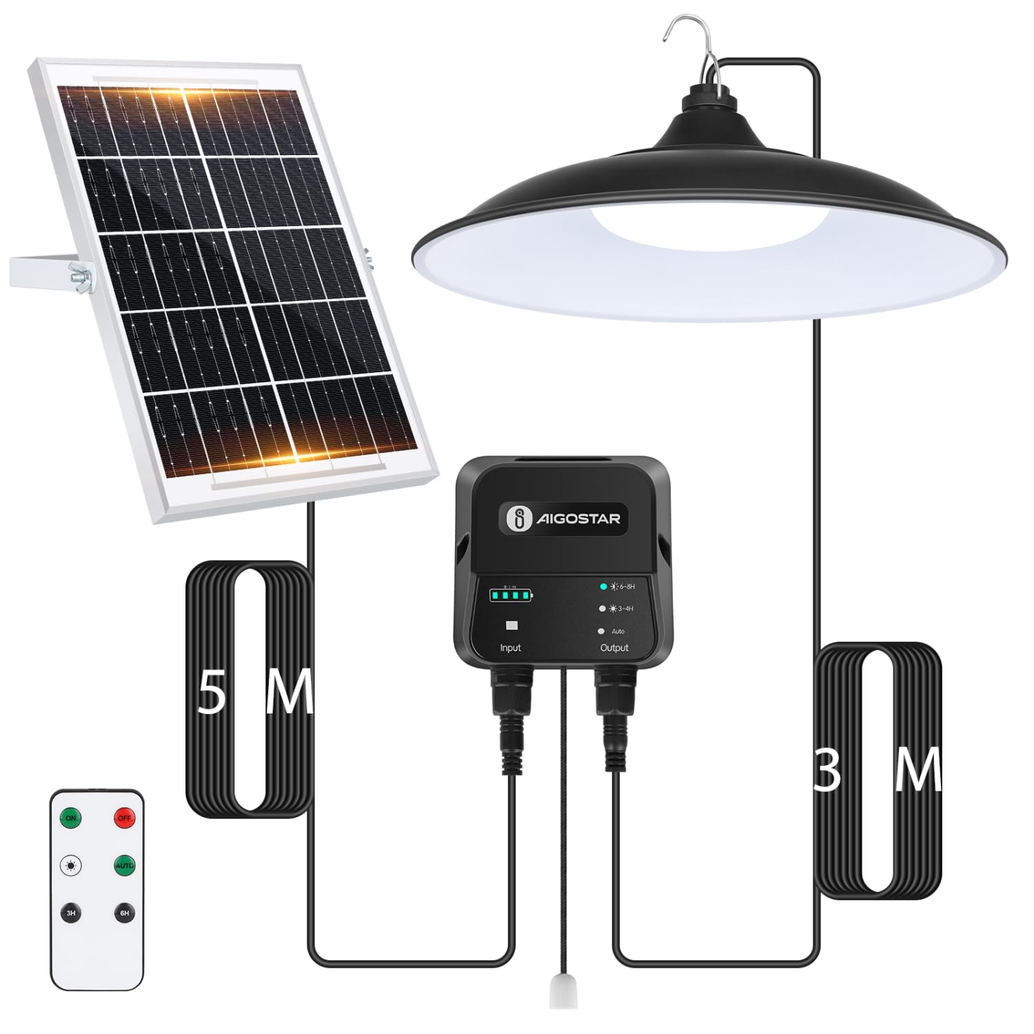 Lampada Solare Esterna Con Telecomando - Plafoniera Dimmerabile IP65, Batteria 5000mAh Per Interni/Esterni - Foto 4