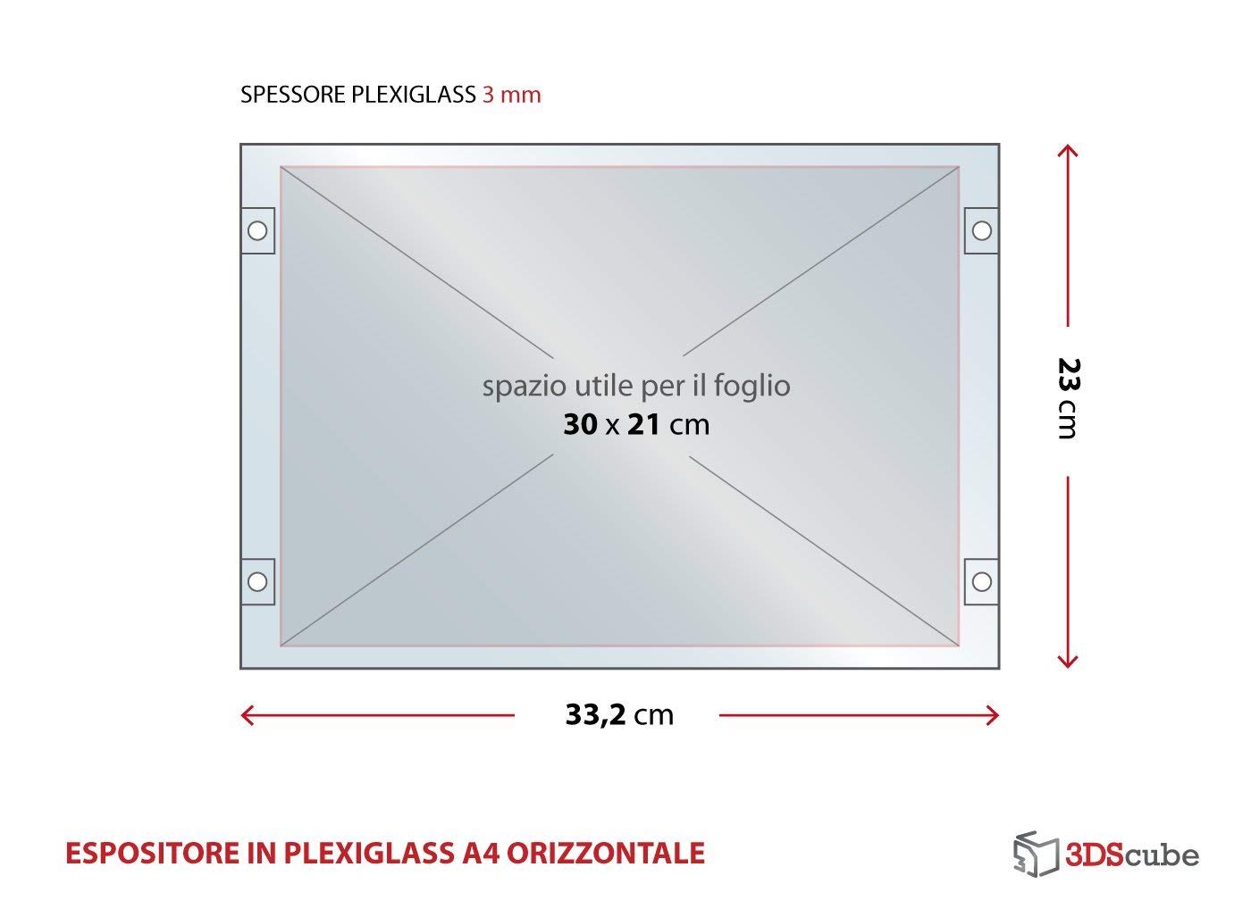 Carpeta de metacrilato de pared con bolsillo abatible, soporte para alertas y folletos, tamaño A4, 30 x 21 cm, con espaciadores de aluminio (2 unidades)