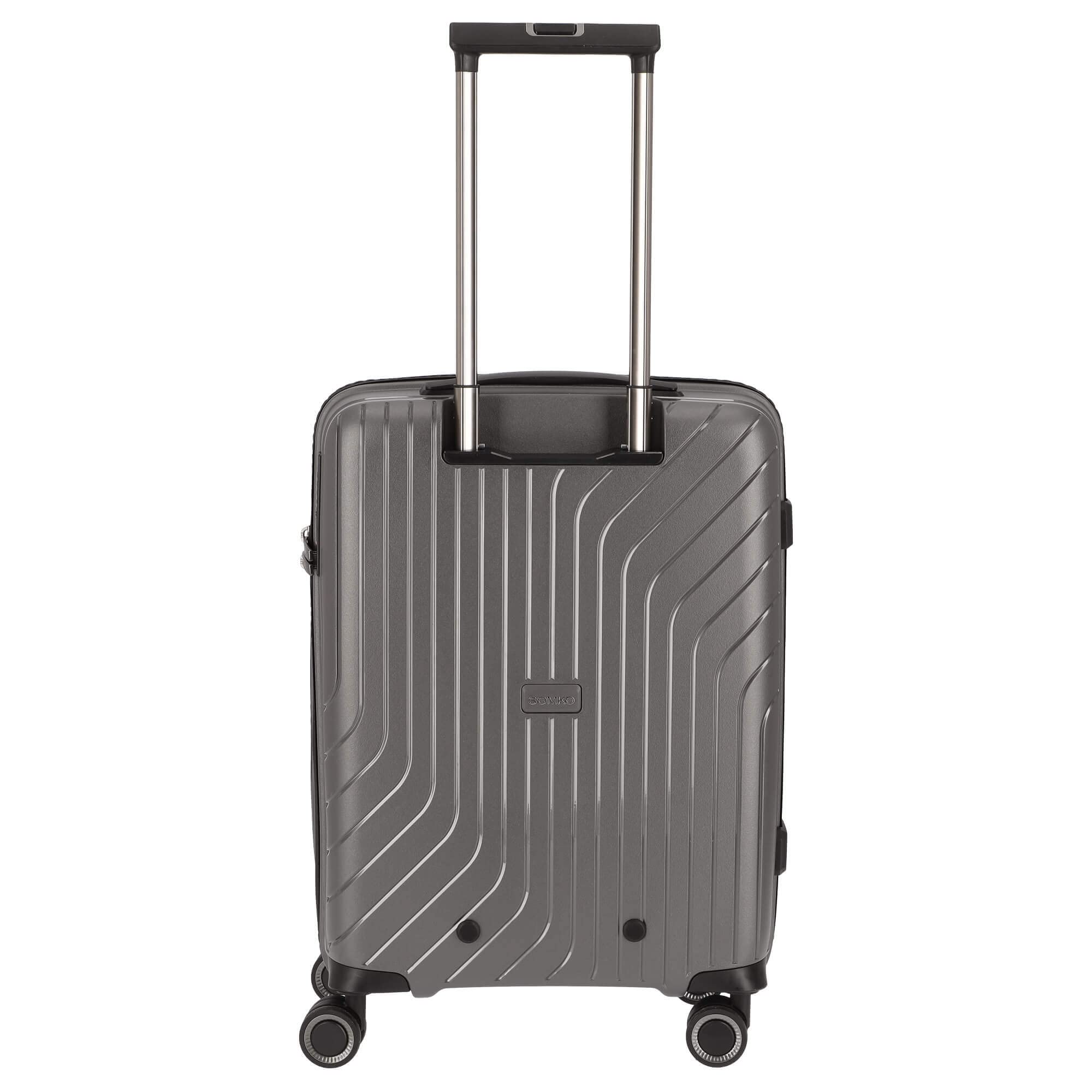 Wave Valigia rigida Bagaglio a mano Trolley cabina 55cm Antracite, 4 ruote doppie, lucchetto TSA, espandibile, polipropilene leggero | 36L