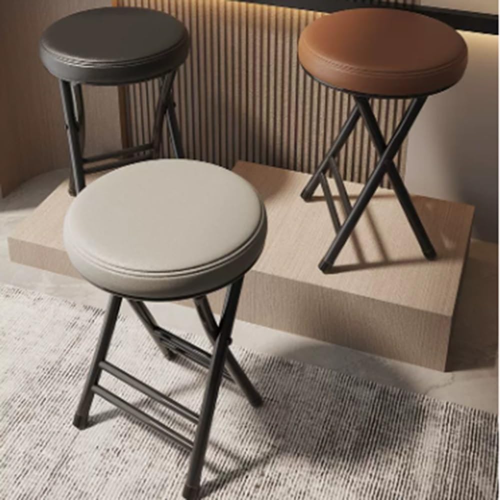 Portable Stackable Folding Stool - Cushioned Round Bar Chair with 330lb Capacity - Ideal for Home, Kitchen, Dining, and Breakfast - 20in Yellow Folding Seat