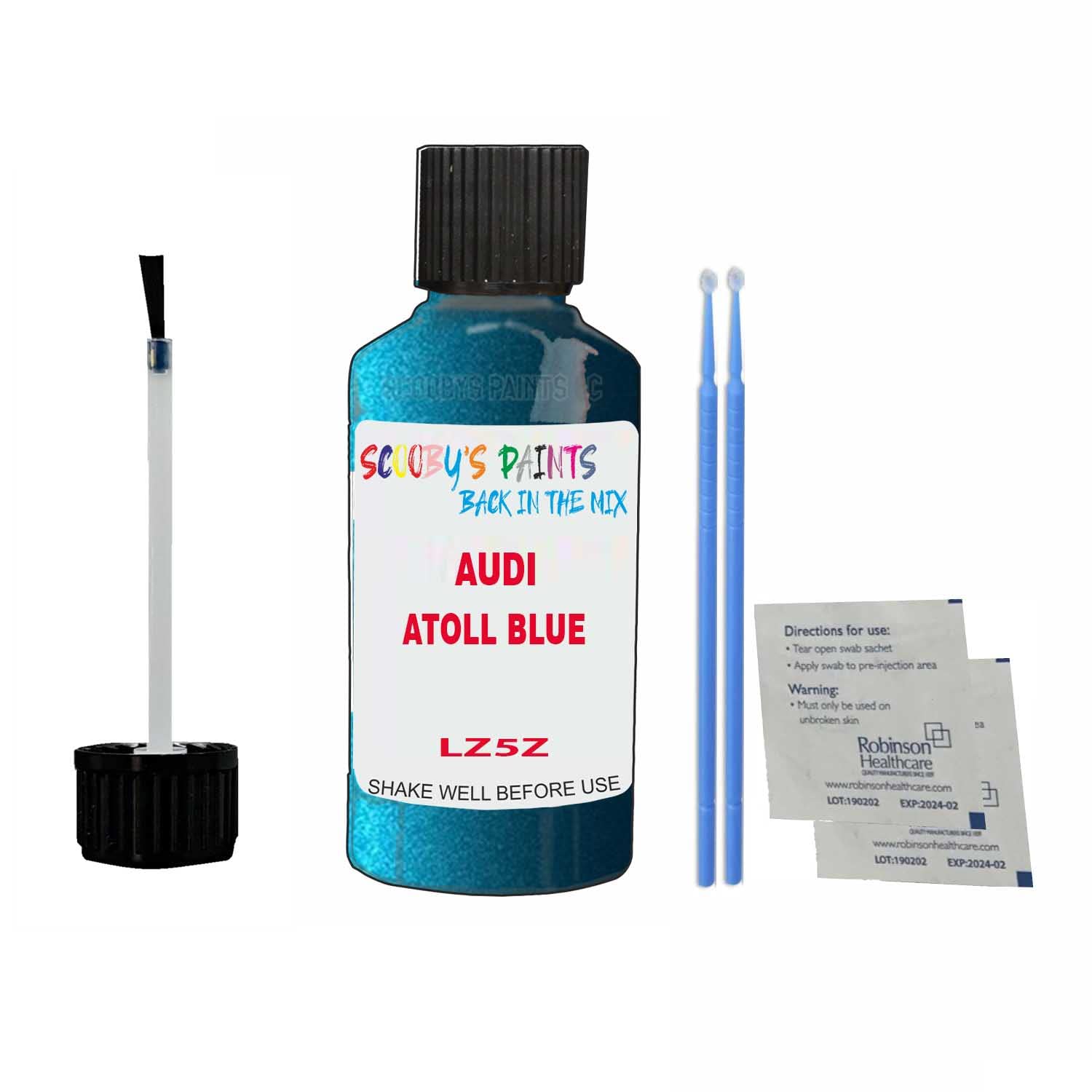 Scoobys Paints Back In The Mix Atoll Blue Touch Up Paint For Audi A3 Sportback Lz5z 2019-2022 30Ml Bottle Brush Scratch Stone Chip Repair Pen