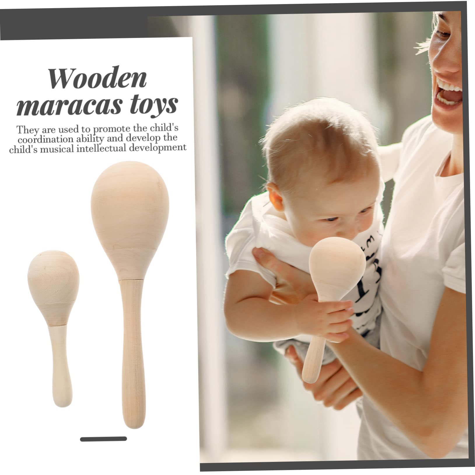 Abaodam Maracas in Legno Fai da Te 12 Pezzi, Giocattolo Musicale per Ragazzo Ragazza Piccoli, Dimensioni Compatte, Strumento Musicale per Feste, Facile da Colorare, per Casa, Scuola