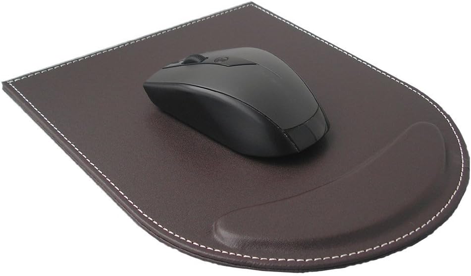 KINGFOM 4pcs/set Office Desk Organizers Accessories Sets Including Tissue Holder Box, Pencil Holder with Business Name Cards Holder Stand, Sticky Notes Dispenser Case and Mouse Pads(T11-4-Brown)