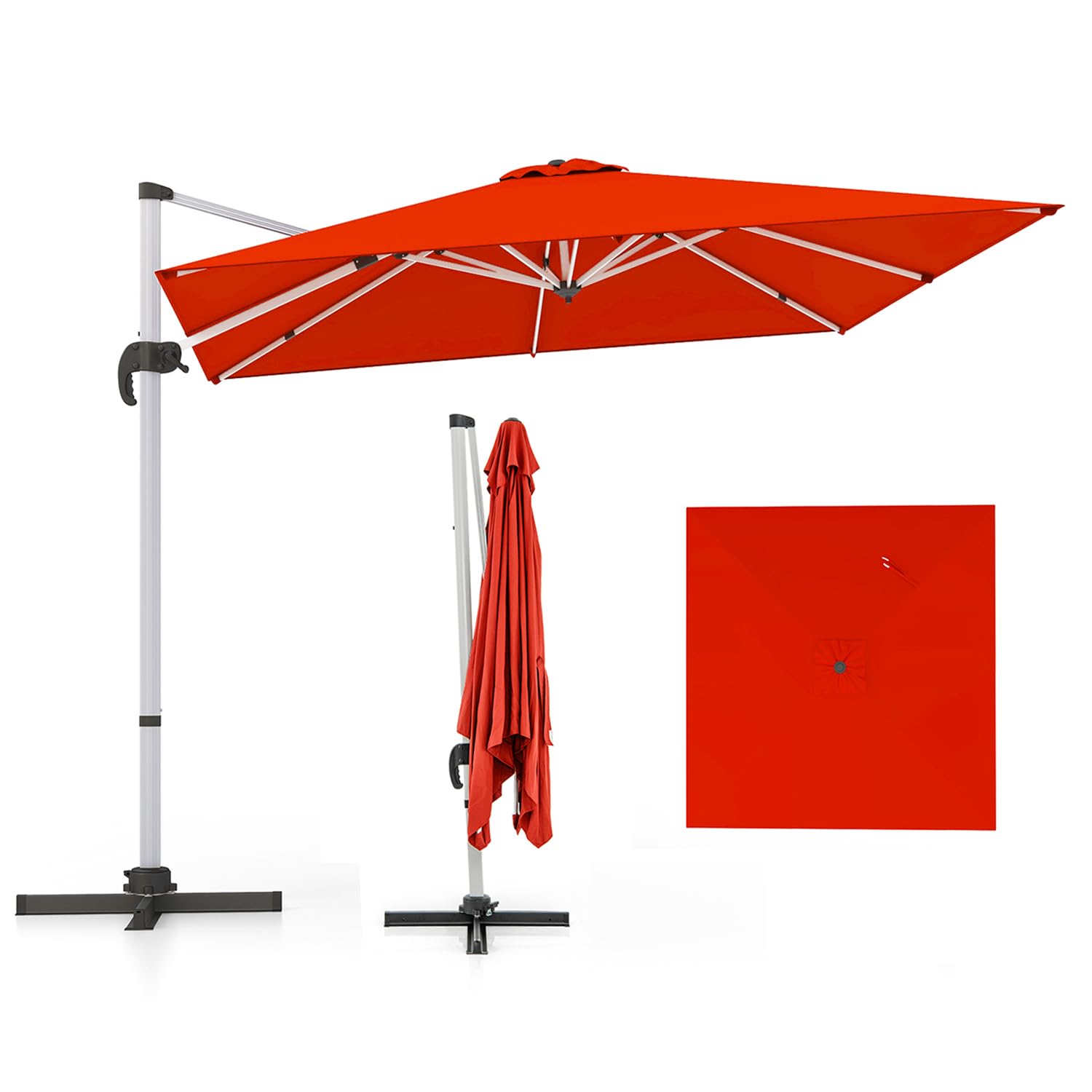RELAX4LIFE Parasol Déporté 3x3M Inclinable 7 Positions (Orange)