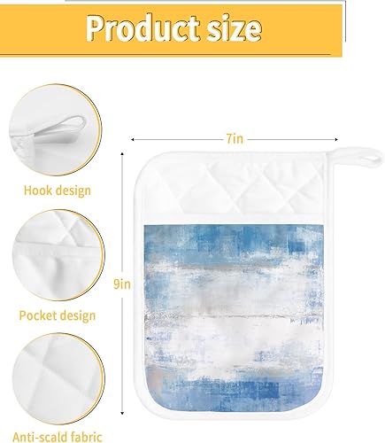 Miniatura 3 de Juego de 5 agarraderas de tela de toalla para cocina, antideslizantes, aislantes y térmicas, con bolsillo, guantes gruesos para horno, posavasos