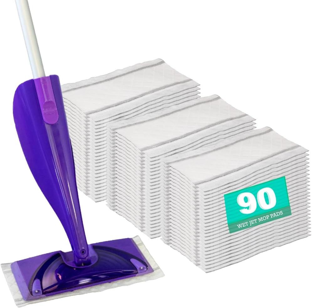 Home Harmony Basics Wet Jet Refill Pads, 90 Count, Compatible with Swiffer WetJet Mop, Disposable Spray Mop Pad Refills, WetJet Replacement Pads, Eco-Friendly (Packaging May Vary)