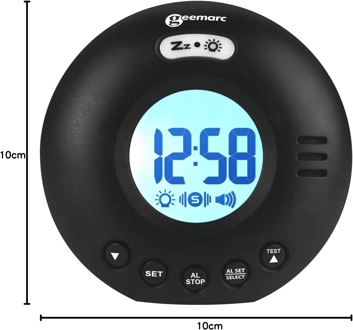 Geemarc Wecker mit Vibration, tragbar, mit lautem Klingelton von 75 dB, leuchtendem Blitz und integriertem Vibrationsalarm für Hörgeschädigte und Dicke Schläfer – der Wake 'n' Shake Voyager von