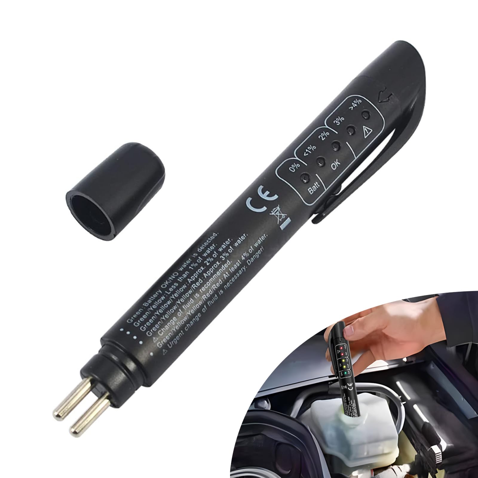 1PC Brake Fluid Tester with 5 LED Indicators, DOT 3 DOT 4 DOT 5.1 Brake Fluid Liquid Tester Pen, Hydraulic Fluid Liquid Oil Moisture Analyzer, Car Brake Diagnostic Testing Tool