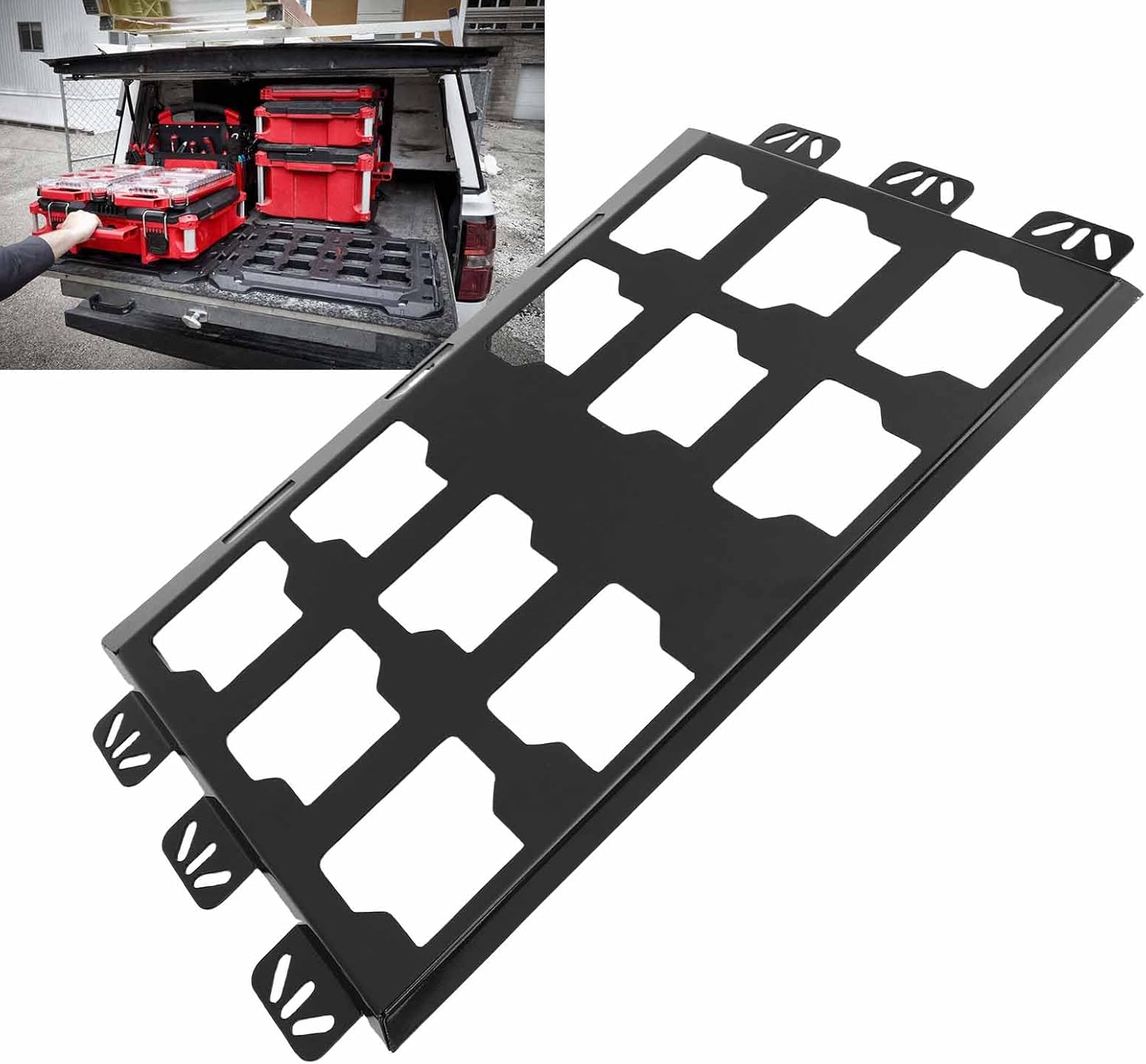 Toolbox Mounting Plaque, Tool Boxes Mounting Plaque for Tool Storage and The Organizational Basic Replacement System for Packaging Boxes (Black)